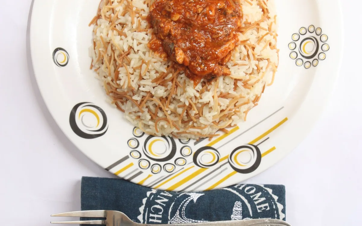 Veg. Rice + Beef Stew served at Sidai Resort in Naroosura, Narok Kenya